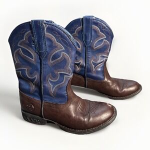 Little Kids  Roper Boots Size 11 Faux Leather Brown Navy Used